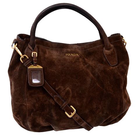 prada cocoa brown bag|Prada brown suede bag.